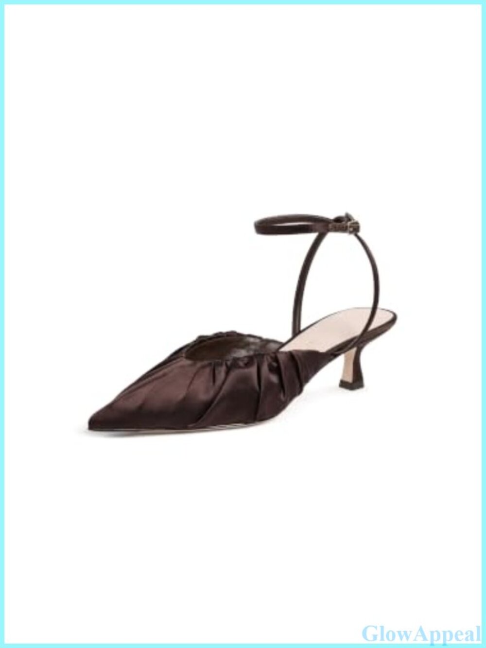 Loeffler Randall Rio Smocked Kitten Heels Satin Pointed Toe Ankle Strap